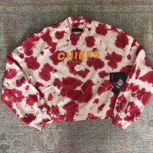 Junk Food Clothing Kansas City Chiefs Red & Cream Tie-Dye Sweatshirt